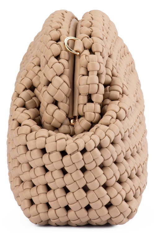 Olga Berg Everly Handwoven Faux Leather Frame Clutch In Natural