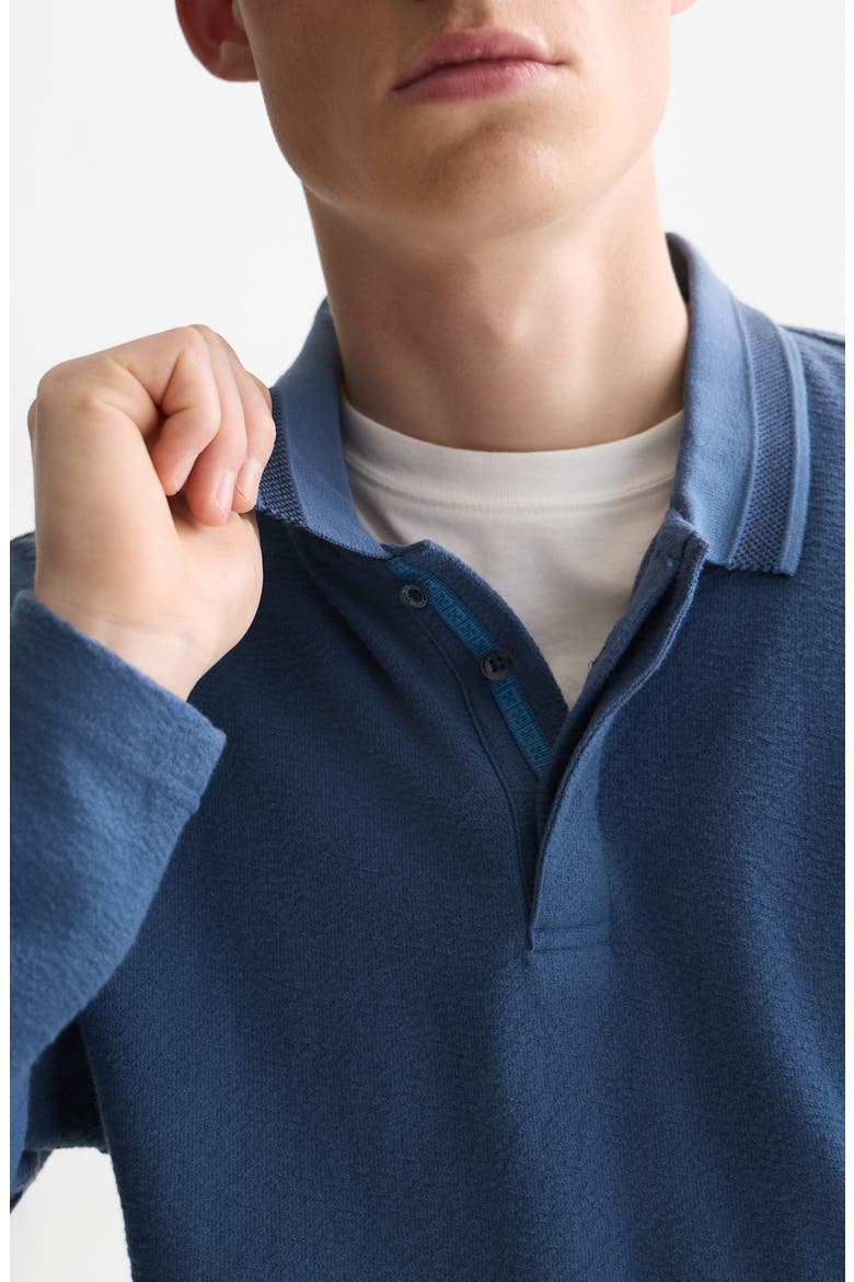 Long Sleeve Structured Cotton Polo, Alternate, color, ENSIGN BLUE