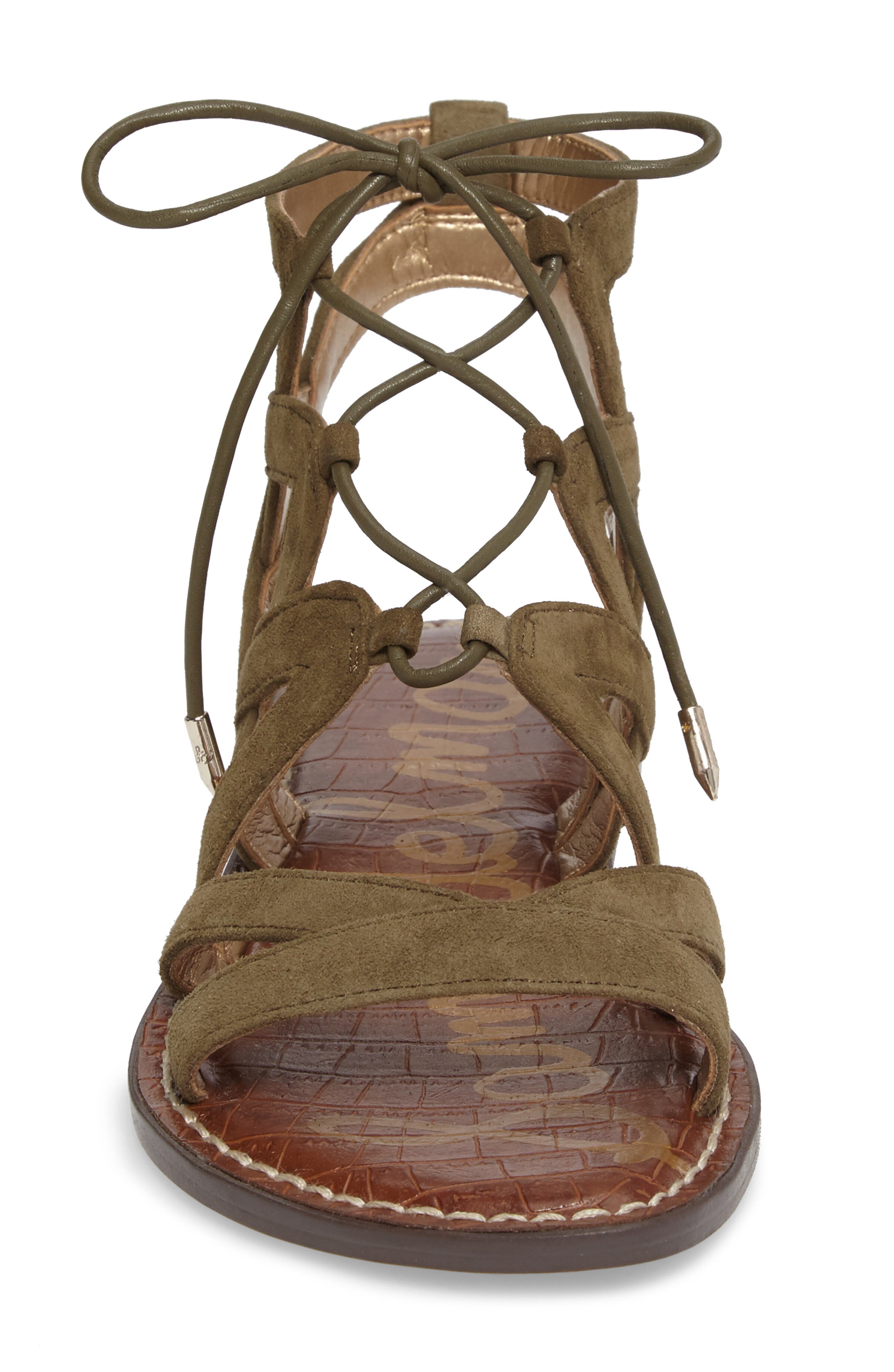 Gemma Lace-Up Sandal, Alternate, color, MOSS GREEN SUEDE