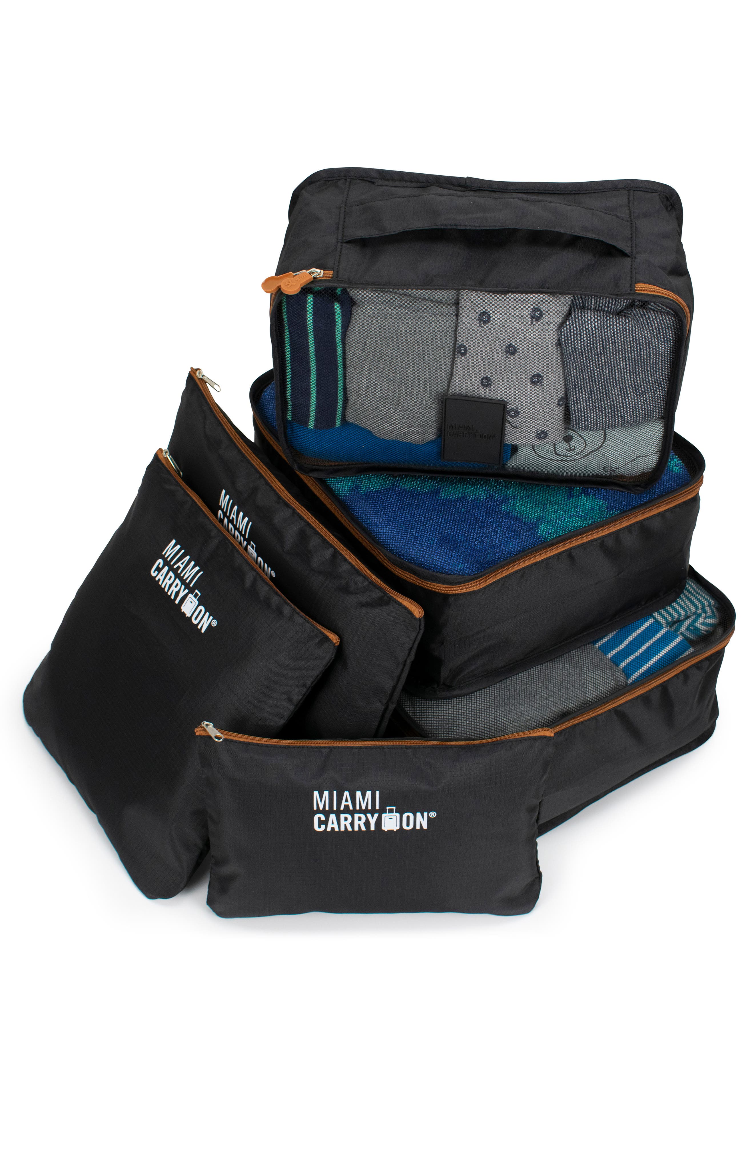 Miami Carry On Travelers 6 Piece Organizational Packing Cubes, Alternate, color, Black/Tan