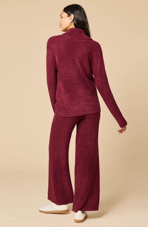 Softies Ultra-marshmallow Shawl Collar With Pintuck Pant In Burgundy