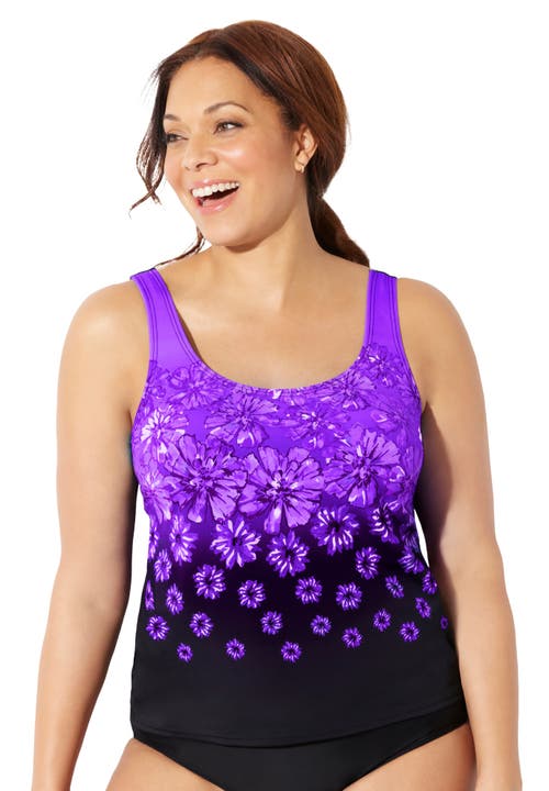Swimsuits For All Chlorine Resistant Classic Tankini Top In Purple