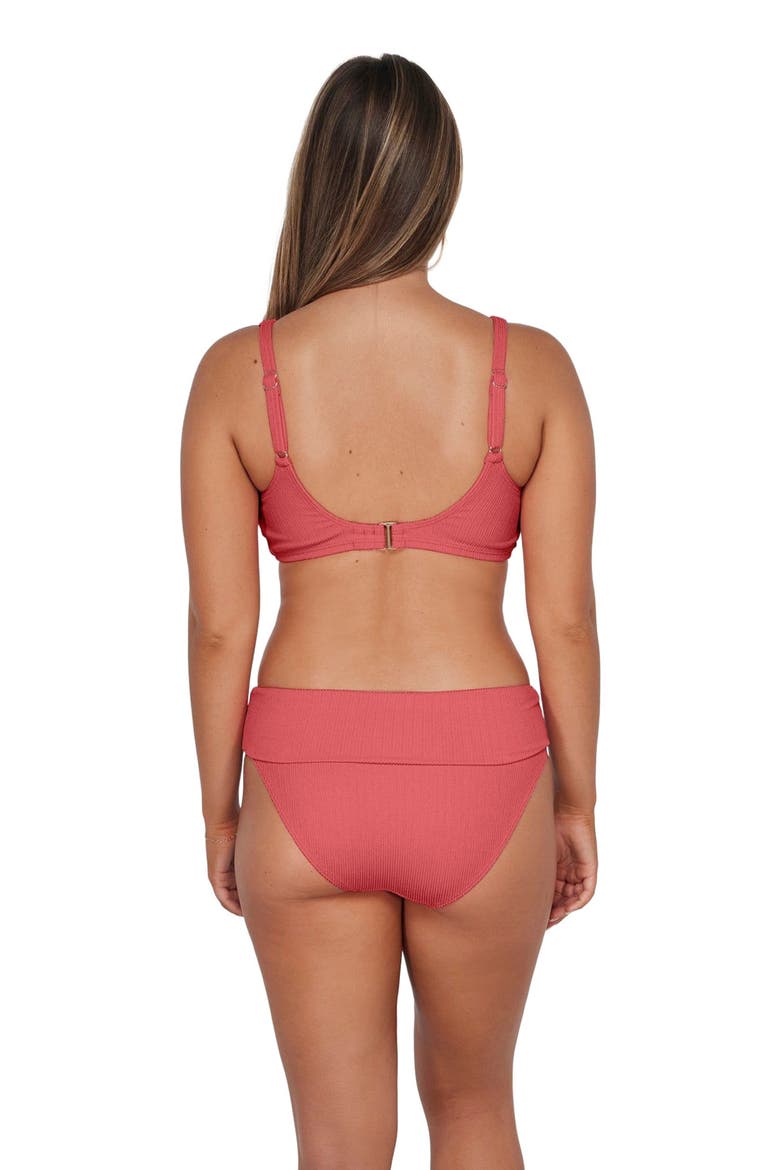 Hannah High Waist Bikini Swim Bottoms, Alternate, color, Hibiscus Tea