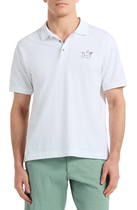 Monkey Business Embroidered Cotton Piqué Polo