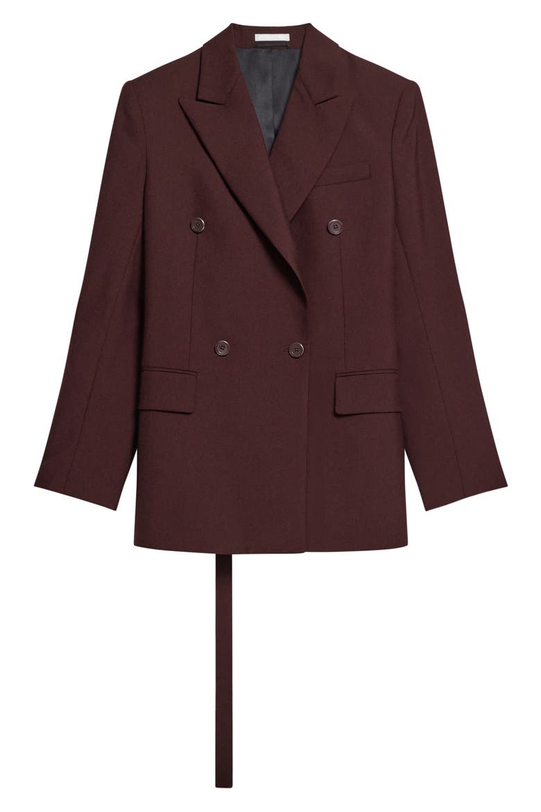 Double Breasted Belted Virgin Wool Blazer, Alternate, color, MAHOGANY