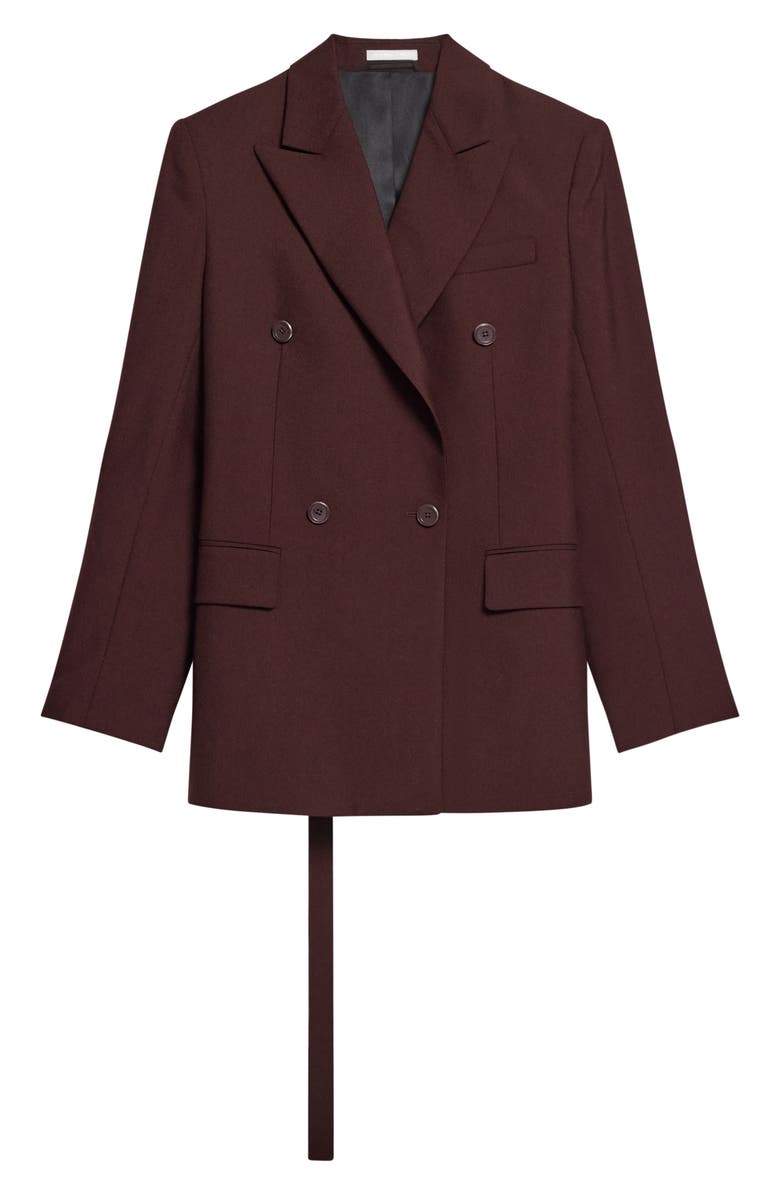 Helmut Lang Double Breasted Belted Virgin Wool Blazer, Alternate, color, Mahogany