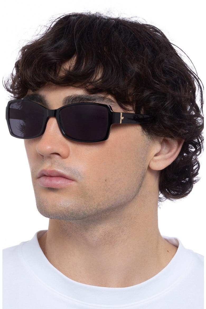 Trance 56mm Rectangular Sunglasses, Alternate, color, BLACK