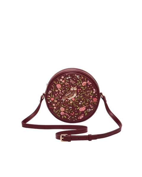 Chloe Owl Embroidered Circle Purse