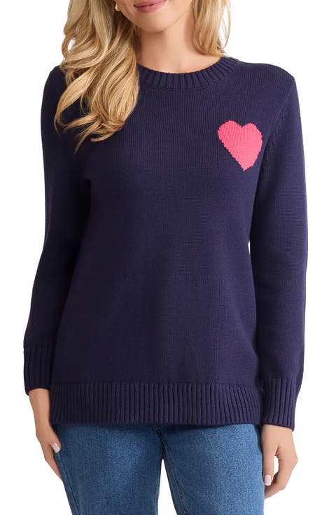 Jones New York Heart Cotton Blend Intarsia Swetaer (Regular & Petite)