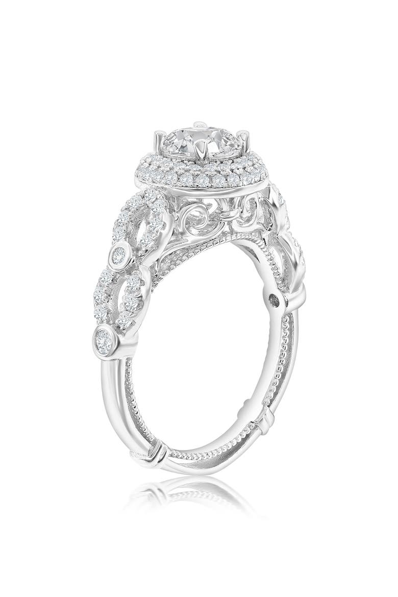 Sterling Silver Cubic Zirconia Halo Filigree Ring, Alternate, color, WHITE