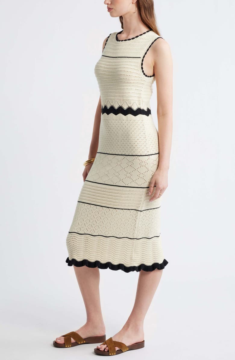 Treasure & Bond Pointelle Midi Sweater Dress, Alternate, color, Ivory Dove