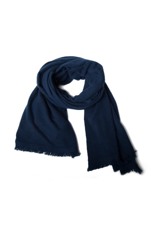 Portolano Cashmere Wrap With Eyelash Fringes In Blue