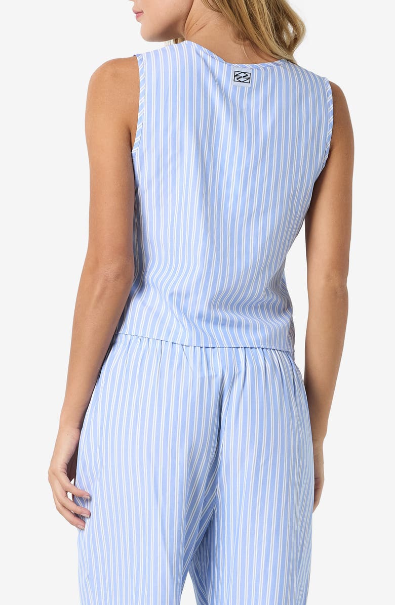 Noisy may Frida Tie Front Crop Vest, Alternate, color, Sky Blue Stripes White