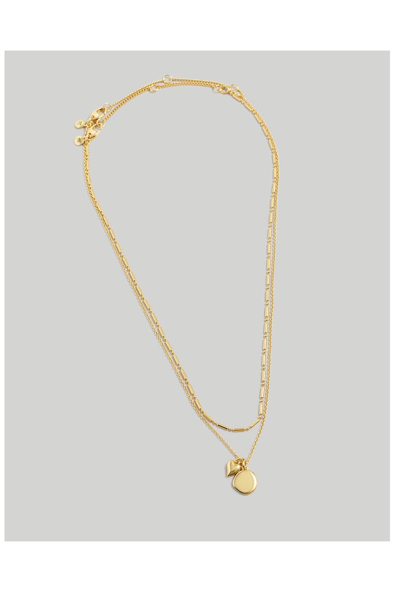Heart Pendant Layered Chain Necklace, Alternate, color, VINTAGE GOLD
