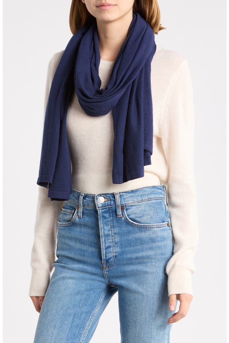 Travel Wrap Scarf, Main, color, DARK NAVY