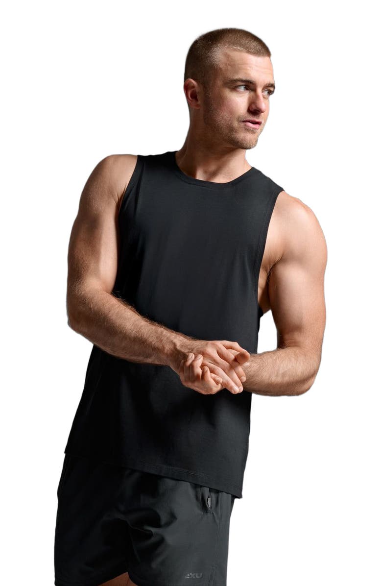 2XU Motion Cotton Flex Tank, Alternate, color, Black/Black