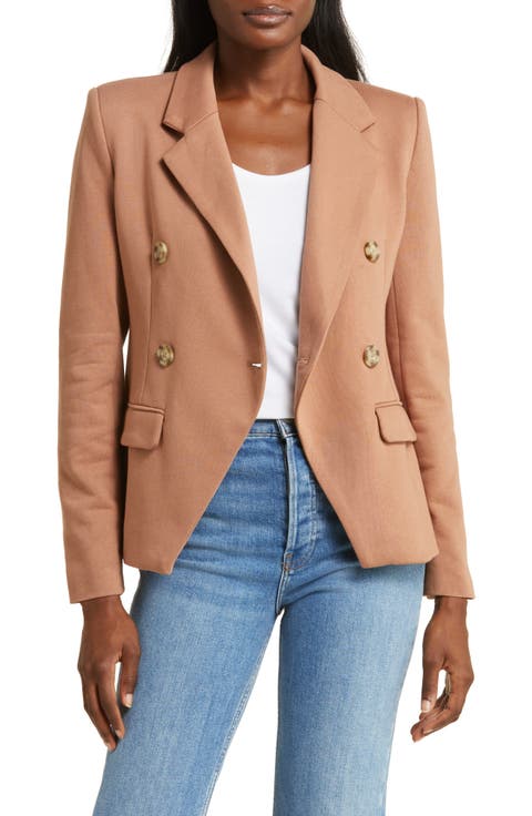 Double Breasted Cotton Blend Blazer