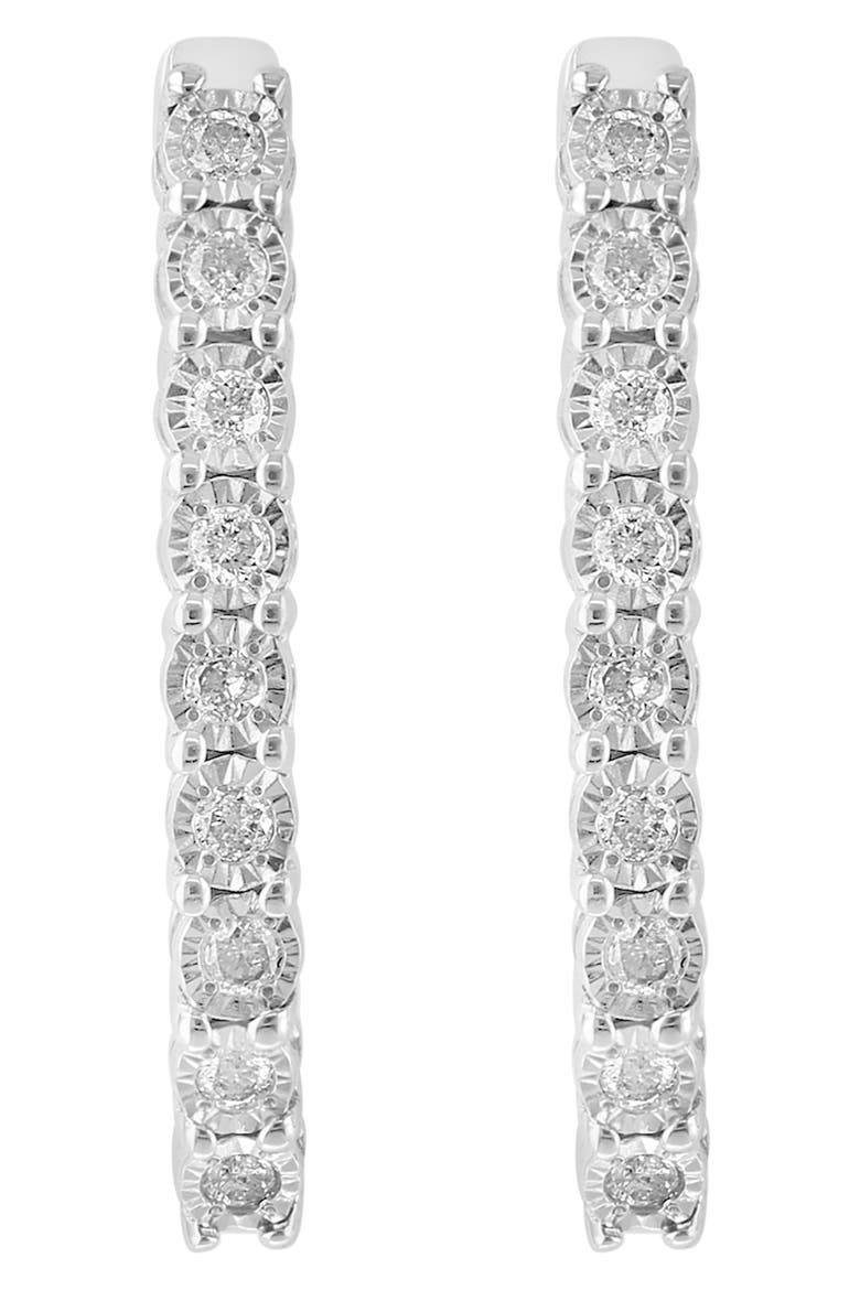 Sterling Silver Diamond Hoop Earrings, Alternate, color, SILVER