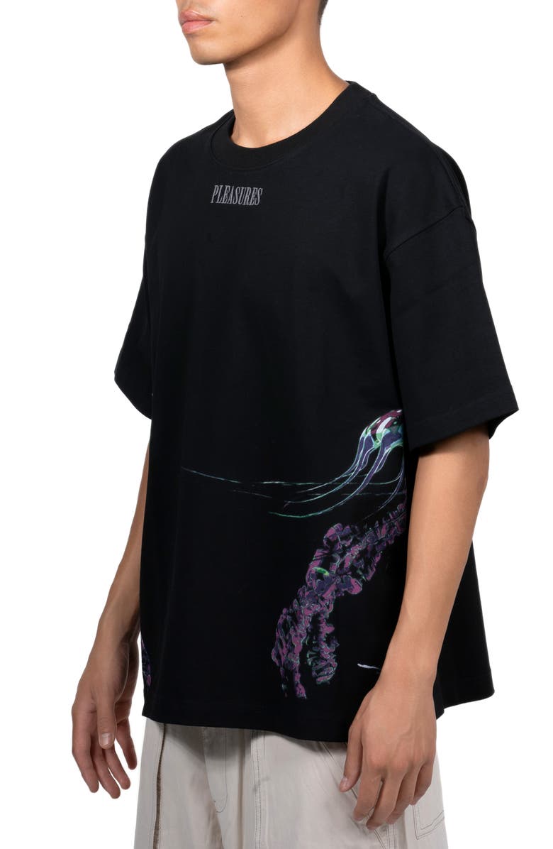 PLEASURES Jellyfish Logo Embroidered Graphic T-Shirt, Alternate, color, 