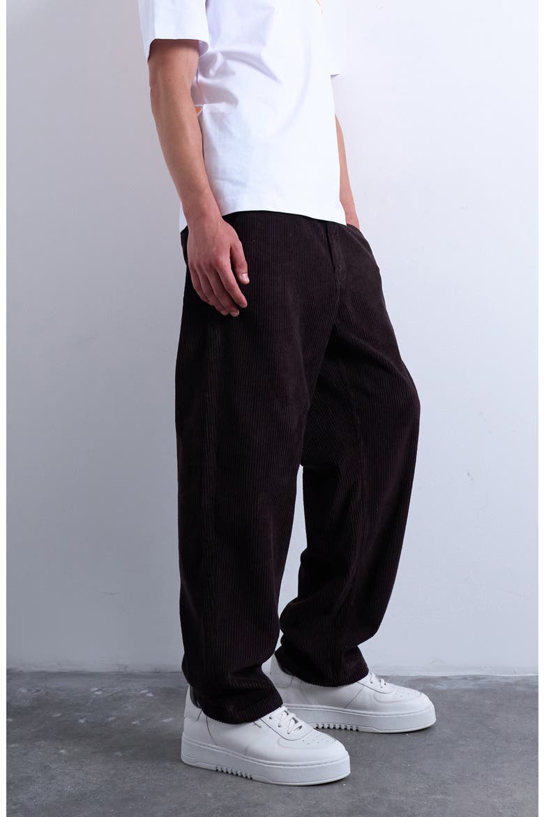 Flat Front Tapered Cotton Corduroy Pants, Alternate, color, BROWN