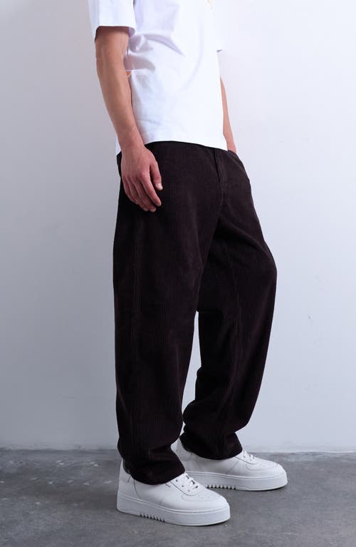 Topman Flat Front Tapered Cotton Corduroy Pants In Black