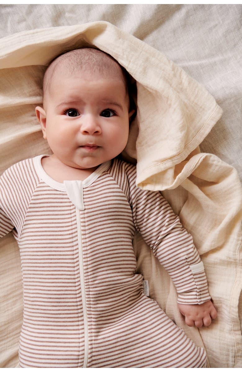 Purebaby 4 Pack Zip Footie Unisex, Alternate, color, Vanilla Wattle Bee Pack