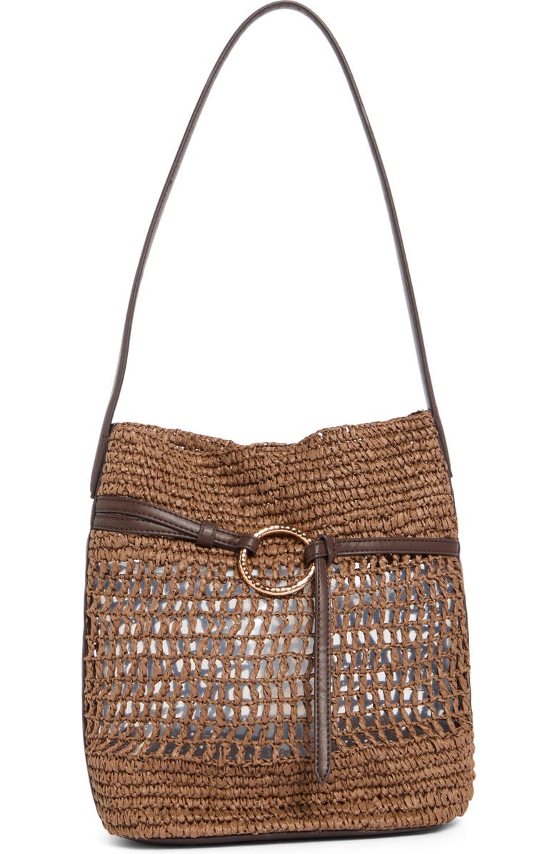 Sam Edelman Bexy Raffia Bucket Bag, Main, color, Brown