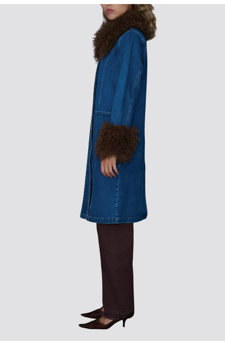 TT Studios Penny Denim Faux Fur Jacket, Alternate, color, Main St.