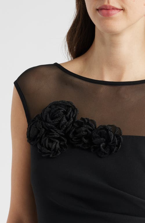 Eliza J Women's Dimensional-flower Sleeveless Scuba Dress In Black