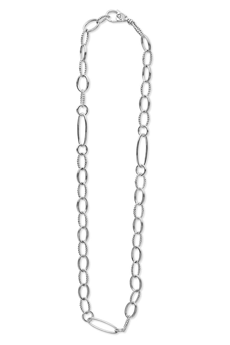 Signature Caviar Link Necklace, Main, color, SILVER