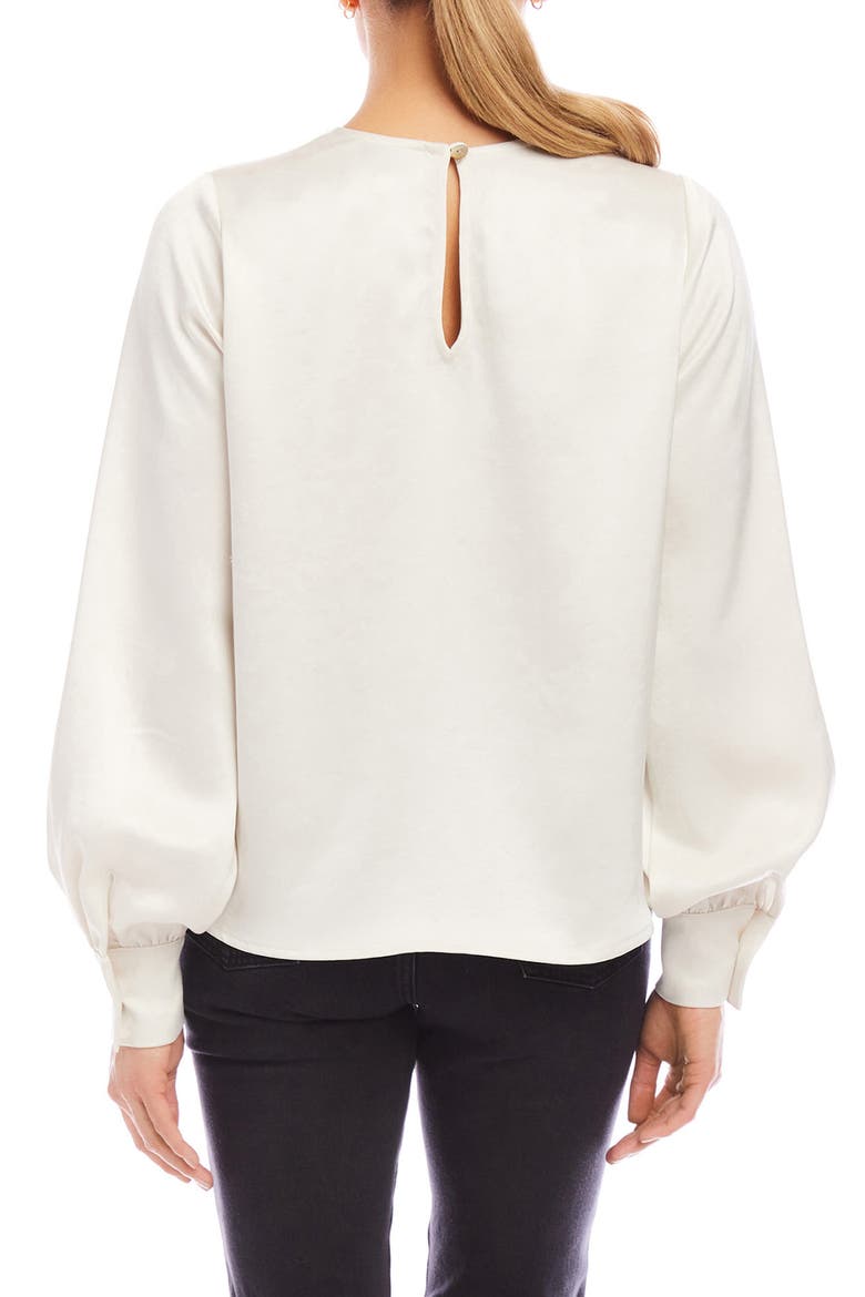 Long Sleeve Blouson Satin Top, Alternate, color, CREAM