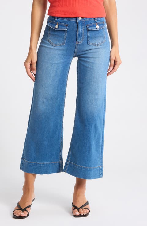 Dylan Braided Waist Ankle Wide Leg Jeans