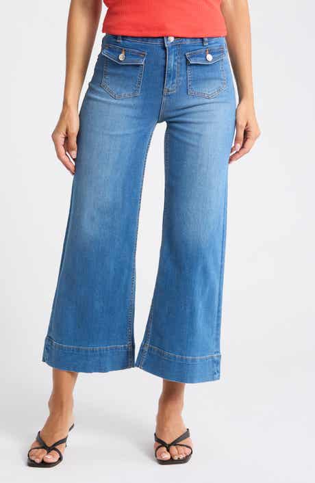 Vigoss Dylan Braided Waist Ankle Wide Leg Jeans