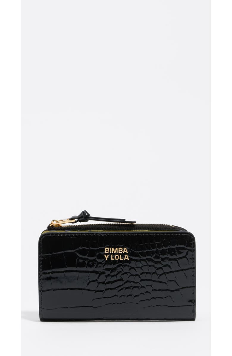 Bimba y Lola Shiny Bright Textured Purse, Main, color, Black