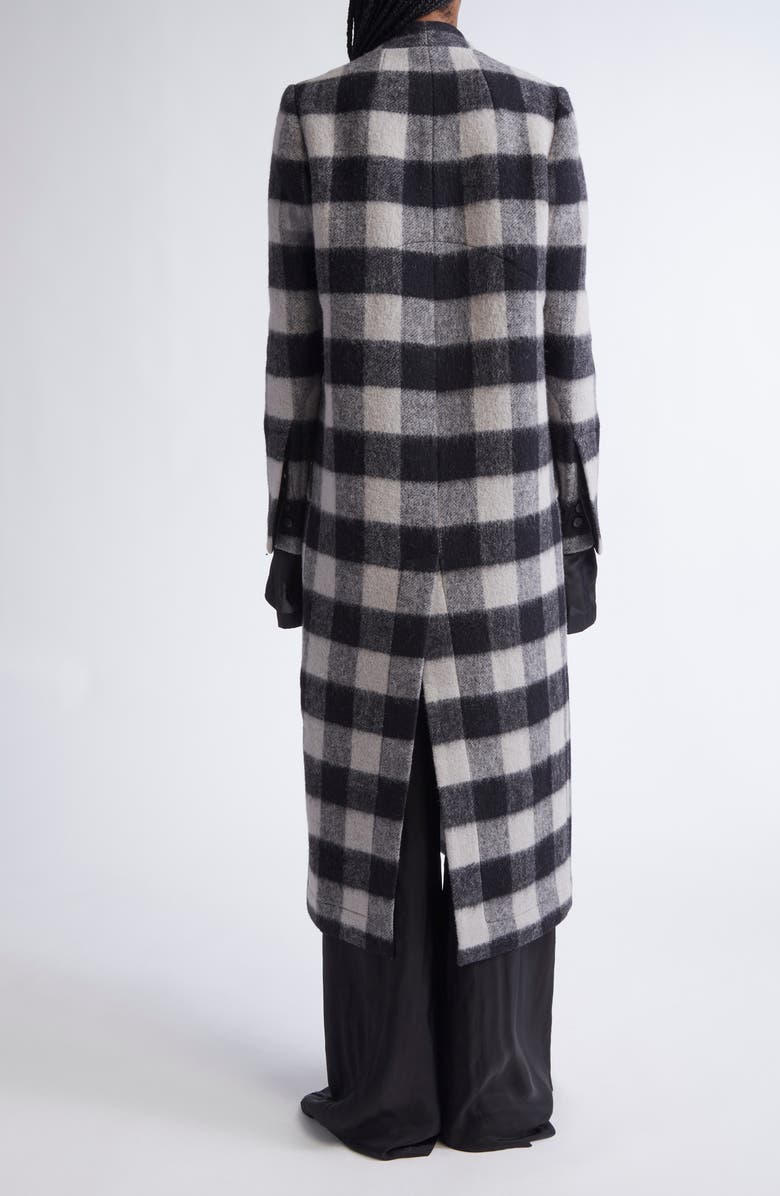 Rick Owens Museum Check Wool Coat, Alternate, color, Black Plaid