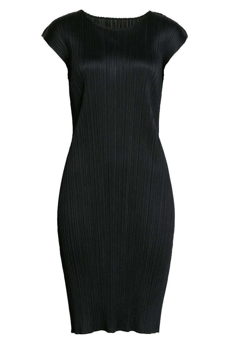 Pleated Dress, Alternate, color, BLACK