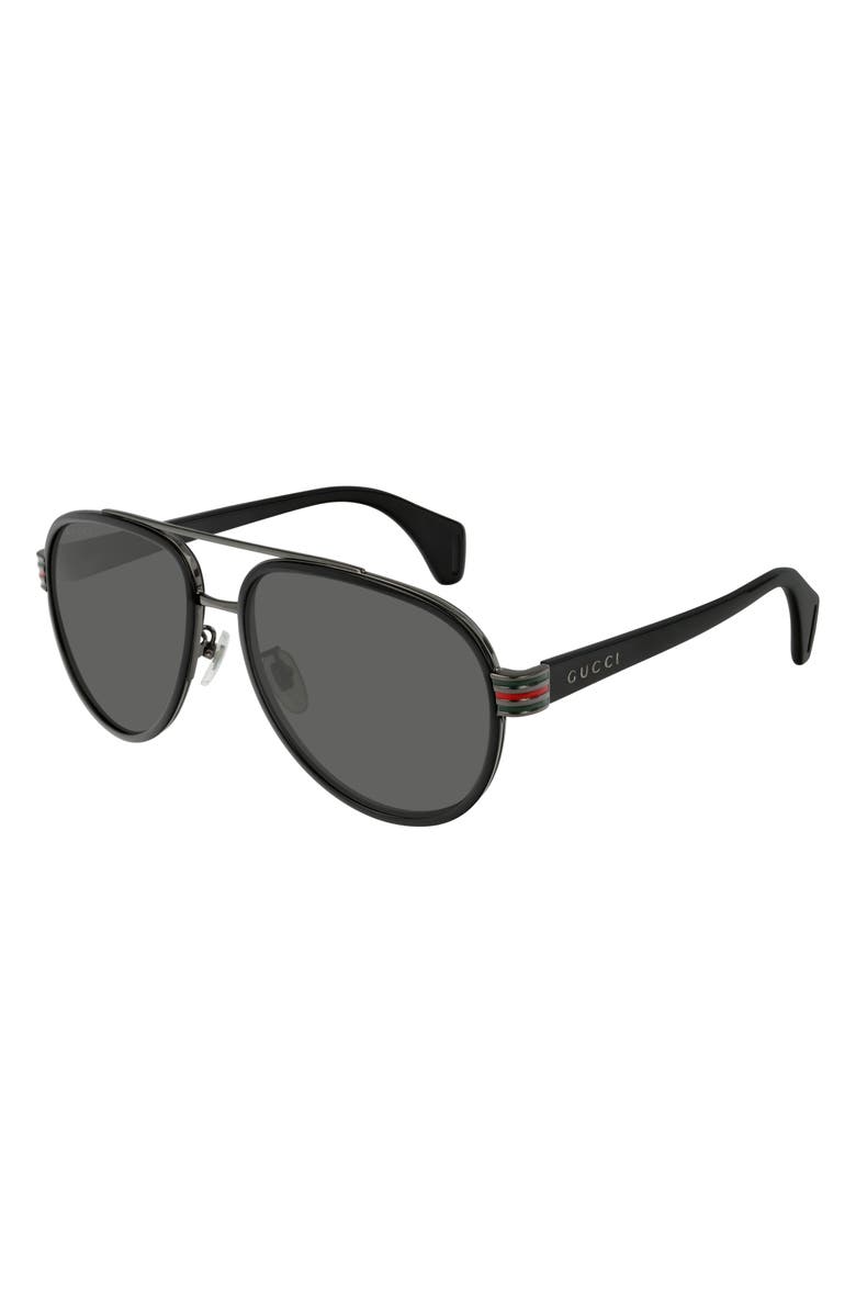 Gucci 58mm Polarized Aviator Sunglasses, Main, color, 