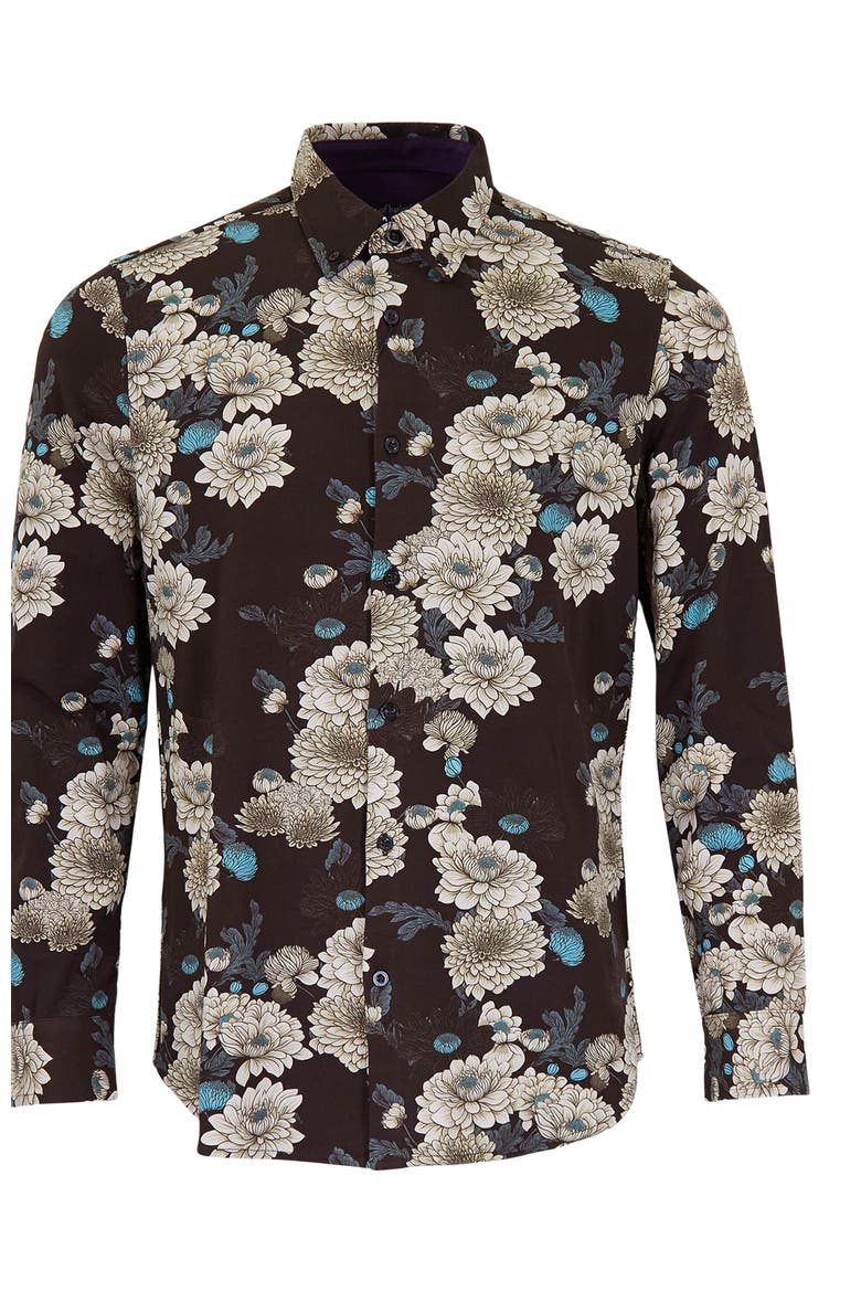 Sawyer Knit Button-Up Shirt, Alternate, color, Serious Floral Black