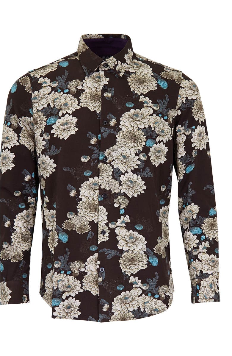 Lords of Harlech Sawyer Knit Button-Up Shirt, Alternate, color, Serious Floral Black