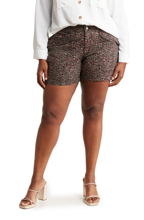 'Ab'Solution High Waist Floral Stretch Cotton Shorts (Plus Size)