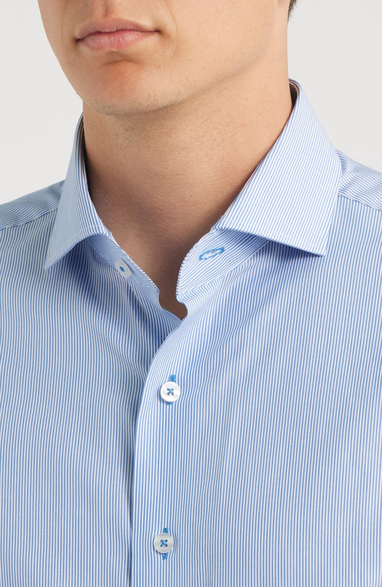Lorenzo Uomo Trim Fit Pinstripe Cotton Dress Shirt, Alternate, color, White/ Blue