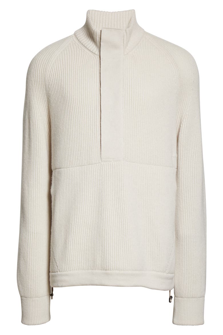 Rib Quarter Zip Cashmere Pullover, Alternate, color, WHITE