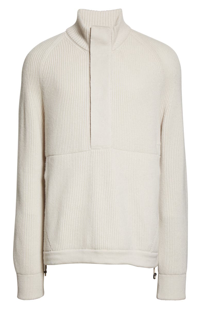 ZEGNA Rib Quarter Zip Cashmere Pullover, Alternate, color, 