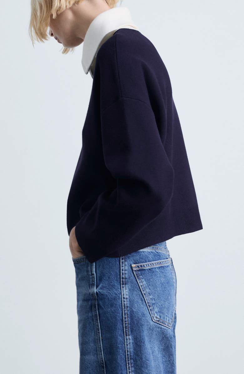 MANGO Contrast Collar Half Zip Sweater, Alternate, color, 