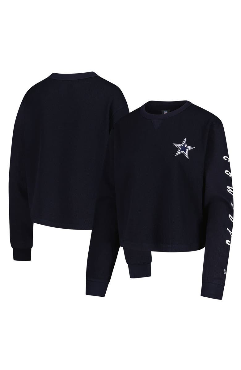 New Era Women's New Era Navy Dallas Cowboys Thermal Cropped Long Sleeve T-Shirt, Alternate, color, Navy