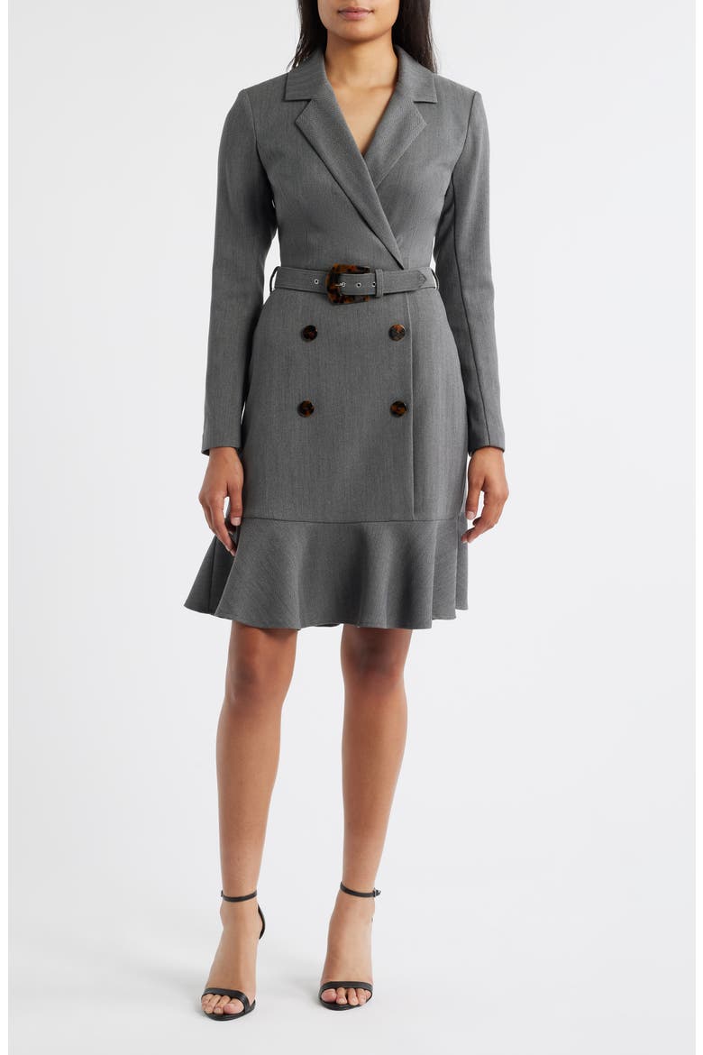Long Sleeve Blazer Dress, Main, color, GREY