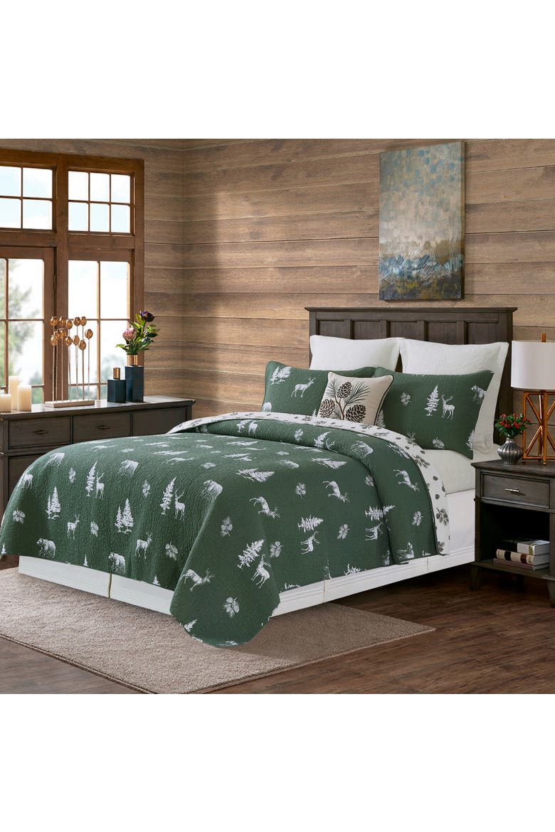 Fernwood Forest Bedding Quilt Collection, Main, color, Green