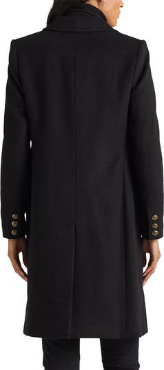 Crest Patch Wool Blend Reefer Coat