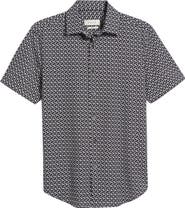 Bugatchi Miles OoohCotton® Geo Print Short Sleeve Button-Up Shirt