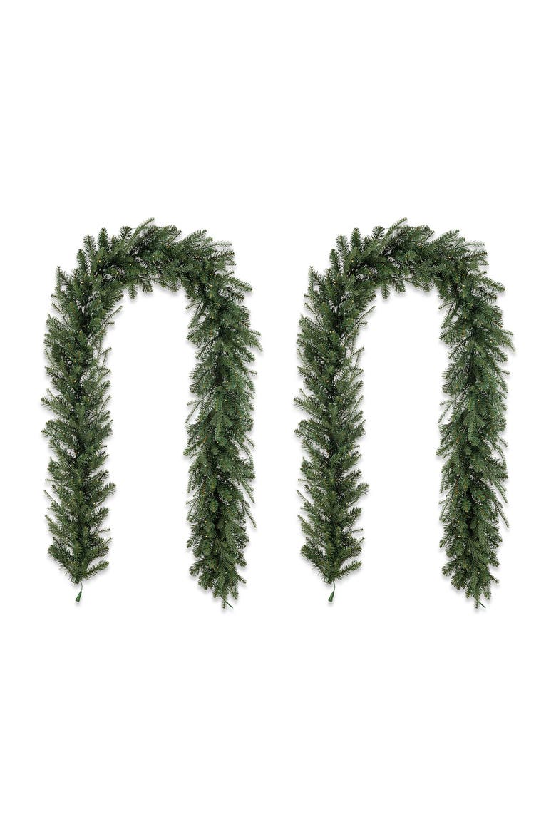 Set of 2 9ft Pre-Lit Pine Garland with Twinkling Lights, Alternate, color, Green